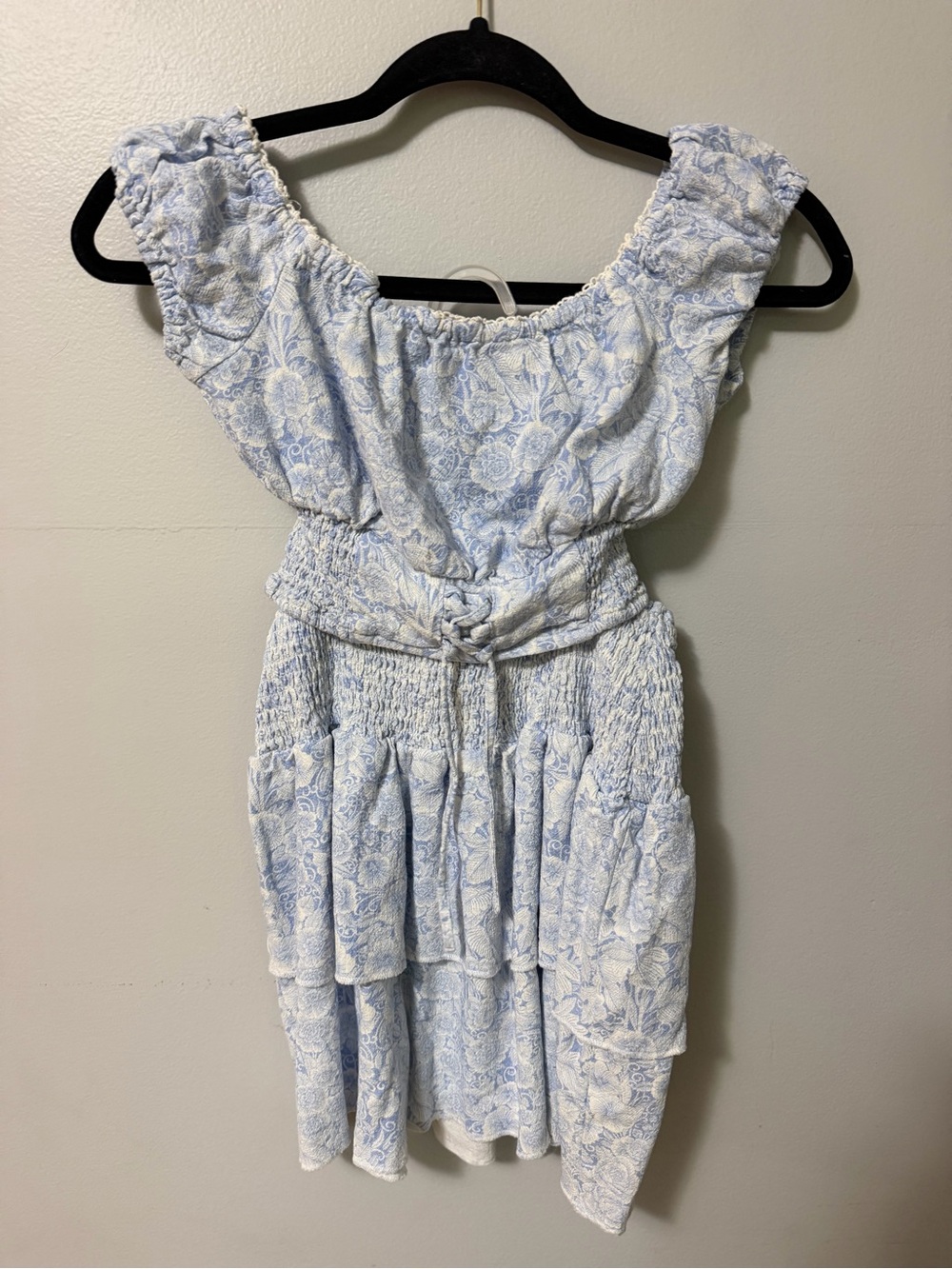 Aeropostale Blue White Floral Cottagecore Top Skirt Matching Set